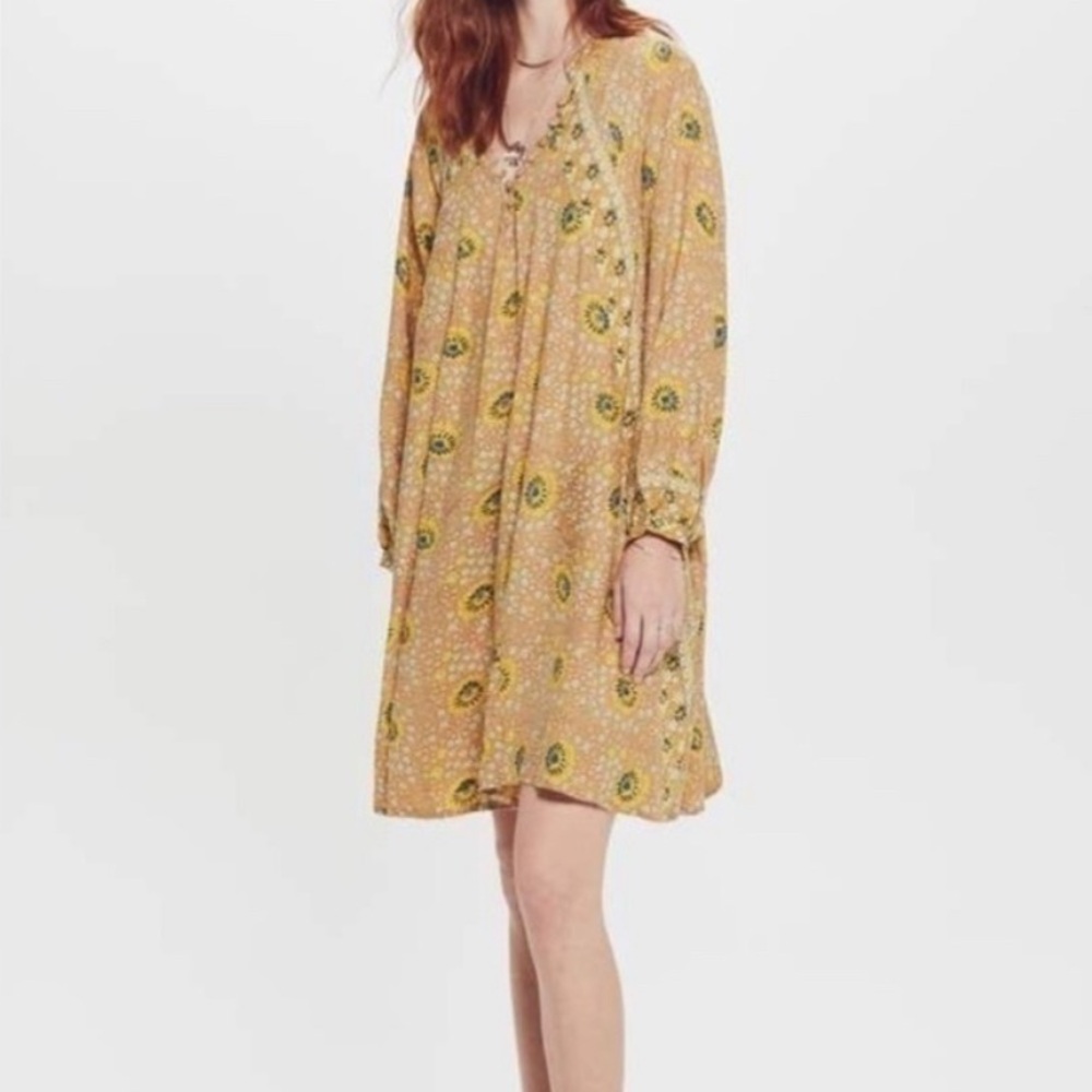 Natalie Martin Yellow Floral Midi Dress